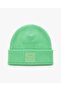 Unisex Embossed Printed Label Change Beanie Fo 2666 Neon Green - Folded Cuff, Stylish Patch Detail, and Warm Winter Beanie - 2