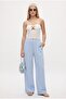 Women's Maja 100% Cotton Muslin Blue Trousers with Elastic Waist - 2