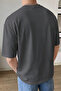 Men's Smoked Crew Neck Plain Basic Unprinted Oversize Salas T-Shirt - 4