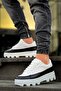 Kb-056 Kuback White Black Detailed White High Sole Casual Sneakers - 2