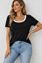 Women's Round Neck Short Sleeve Viscose Blouse - 2
