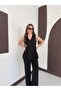 Women's Top and Bottom Set V-Neck Buttoned Vest and Wide-Leg Pants Two-Piece Set - 2