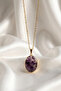 Epoxy Coated Natural Stone Pendant Amethyst Pink Quartz Aventurine - 2