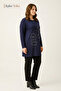 Women's Navy Blue Geometric Patterned Stoned, Crew Neck, Tunic - 2