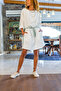 Women's White Oversize Wide Cut Long Folded Sleeve Midi Dress 3313275 - 5