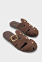 Women's Closed-Front Buckle Casual Olive Suede Slippers Vipriy Brown Suede