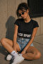 Women's Cotton Sport Printed Oversize Short Sleeve Crop T-Shirt