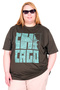 Mode XL Real Big Size Women's T-Shirt Bis Collar Chicago U26116 Haki - 2