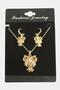 Gldisptm Owl Zircon Stone (215720) Set Necklace-Green