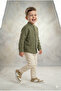 Baby Boy Hakim Collar Linen Long Sleeve Khaki Shirt (the Pattern Is Small, Please Order One Size Larger) - 4