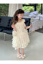 Girls Solid Sleeveless 3D Detail Dress