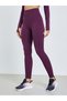 Burgundy Tonal Jacquard Thumbhole Detail Crop Top and Scrunch Back Leggings Set - 5
