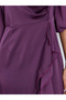 Purple 3/4 Sleeves Frill Maxi Dress - 4