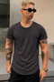 Men's Oval Hem Wide Collar 100% Cotton Short Sleeve T-Shirt