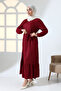 Women's Hijab Long Sleeve Belted Casual Stylish Dress - 3