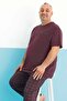 Large Size Men's Short Sleeve Single Jersey Cotton Pajama Set 250007 Claret Red - 4