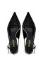 Women's Genuine Leather Black Heeled Shoes - 6