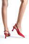 Red Patent Leather Pointed Toe Open Back 5 cm Goblet Heel New Season - 4