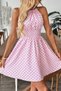 New Season Women's Off-The-Shoulder, Lace-Up Back, Elastic Waist, Short Single Jersey Dress - 4