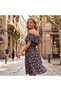 Women’s Off Shoulder Floral Midi Dress – Boho Ruffle Summer Dress with Elastic Waist –Medium - 5