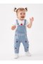 Soft Cotton Strawberry Detailed Pocketed 2-Piece Baby Girl Salopet Set