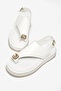 Women's White Comfortable Fit Sandals with Stone Toe Detail - 4