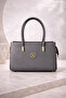 Women's Gray Handbag with Adjustable Strap Daily Shoulder Bag 2-Piece Combination - 2