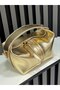 Medium-Sized Women's Daily Clutch, Clutch, and Portfoi Evening Bag with Shiny Gold Accessories. - 2
