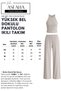 Women's Beige Halter Neck Textured Two-Piece Set with Elastic Waist Pants - 4