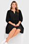 Women's Plus Size Black, Three Quarter Sleeves, Elasticated Cuff, Short Dress 65N39490 - 5