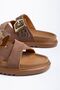 Ella Women's Tan-Leopard Skin Gold Detailed Poly Sole Slippers - 3