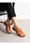 Varello Tan Genuine Leather Women's Slippers - 3