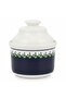 Luhpar White Ceramic Sugar Jar with Elegant Navy Blue Pattern and 10 cm