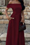Burgundy Creil Strappy Double Fabric Long Dress Tns-4424 - 5