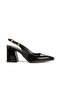 Black Patent Leather Shoes with Pointed Toe, Open Back, Large Buckle, 7cm Covered Heel, New Season - 4