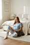 Round Neck Short Sleeve Pajama Set Light Blue-512201