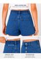 Robi̇n 32505-26 Girls' Stone Detailed Denim Shorts Skirt with Front Buttons and Elastic Back Jean Skort - 7