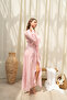 Paleros Ruffle Detail Pink Long Dress - 4