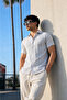 Men's Trendy Polo Collar Slim Fit Textured Gray Shirt - 3