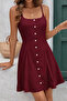 Women's Rope Strap Front Buttoned Lace-Up Short Dress - 4