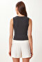 Ribbed Knitted Blouse with Gold Accessories Lzv0076 Anthracite - 5