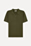 Men's Green Polo Collar Textured T-Shirt