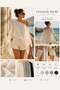 Ecru Cotton Viscose Transparent Pareo Poncho – Summer Beach Top - 2