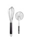 Metal Kitchen Set of 2 – 30 cm Steel Whisk + 16 cm Metal Handle Colander Set