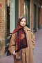 Amore Tree Pattern Shawl - Burgundy-Camel - 2