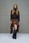 Tan Black Antique Leather Look Asymmetrical Skirt 18226
