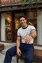 Wour Men's 100% Cotton Premium Crew Neck White T-Shirt with Contrast Collar and Sleeves, Fit Cut - 3