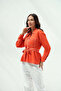 Orange Belted Linen Casual Wear - 2