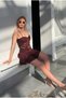 Women's Stone-Embellished Transparent Mini Shorts Bustier Skirt Set