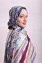 Floral Geometric Watercolor Pattern Double-Sided Shawl - Blue Burgundy - 5